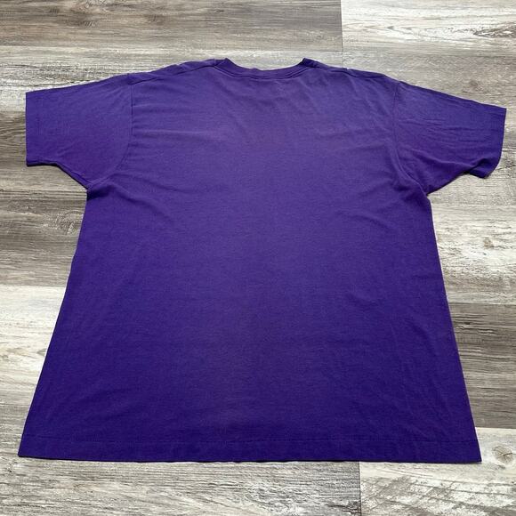 Vintage 80s Fruit of the Loom Golden Blend Purple Mens 2XL Blank Pocket Tee - Picture 2 of 8